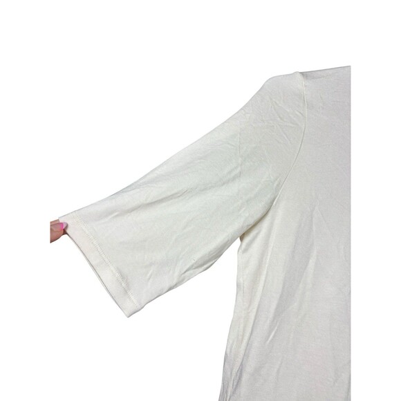Lauren Ralph Lauren Women’s Mock Neck Top Ivory Cream M Elbow Sleeve Minimalist - Picture 5 of 10